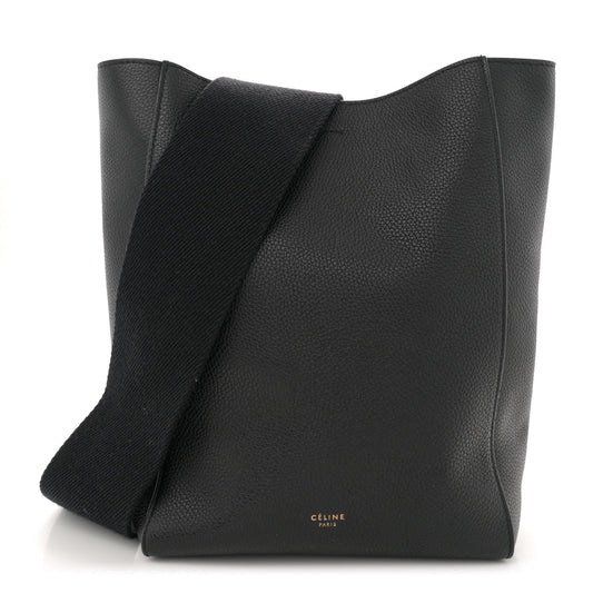 Soft Grained Calfskin Small Sangle Bucket Bag Black