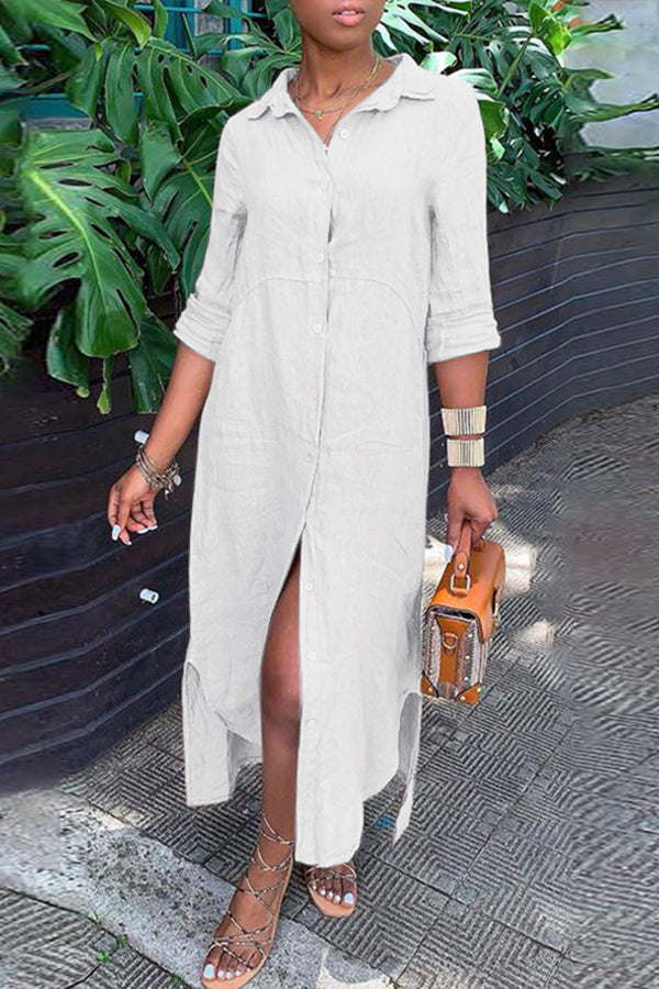 VESTIDO CON CUELLO CAMISA Y BOTONES