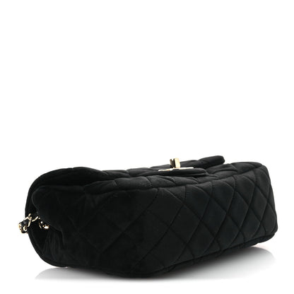 Velvet Quilted Mini Rectangular Pearl Crush Flap Black