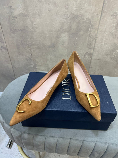 CD 26 High-Heeled 40 Pumps Tan Suede 594581