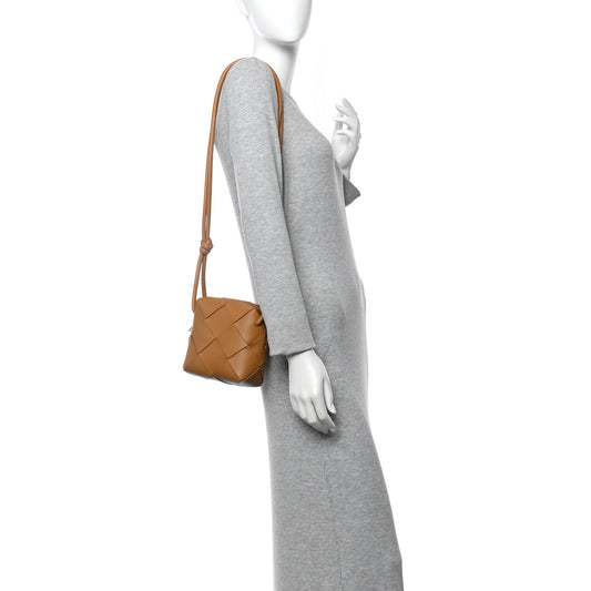 Lambskin Maxi Intrecciato Mini Cassette Camera Bag Acorn