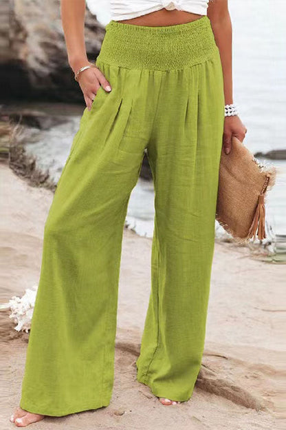 Pantalones fruncidos con bolsillos de mezcla de lino Fresh Air