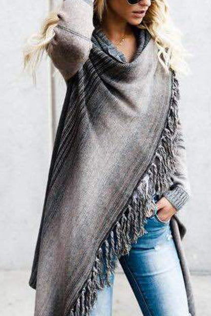 Chaqueta de rayas con flecos, de moda, de corte entallado y largo medio
