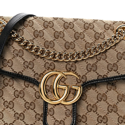 Monogram Matelasse Diagonal Small GG Marmont Shoulder Bag Beige Black