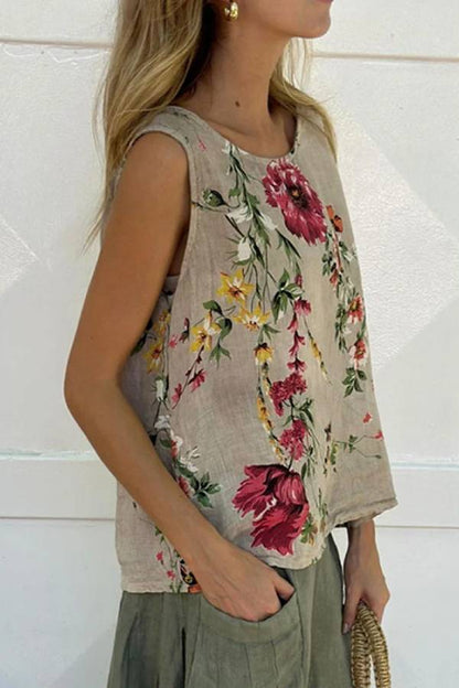 Conjunto de dos piezas de camiseta y falda de algodón y lino con estampado informal 