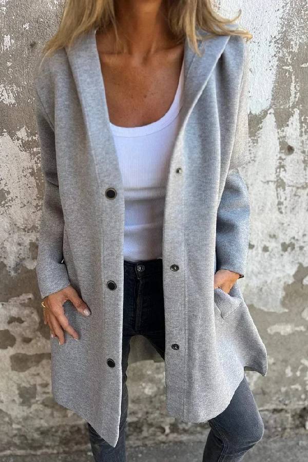 Abrigo casual de color liso para mujer