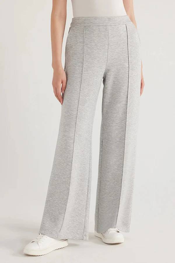 Conjunto de top de cuello en V y pantalones de estar por casa con bolsillos y cintura elástica de color liso para el frío 