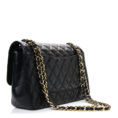Lambskin Quilted Jumbo Double Flap Black