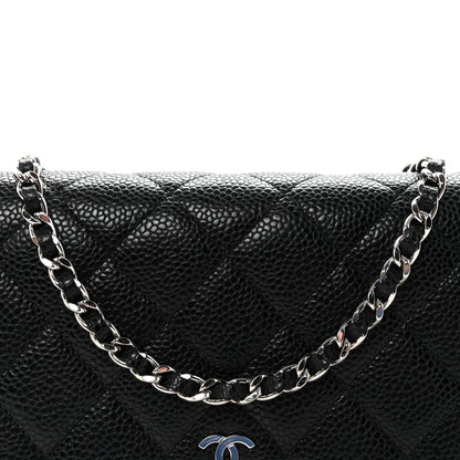 Caviar Quilted Wallet on Chain WOC Black