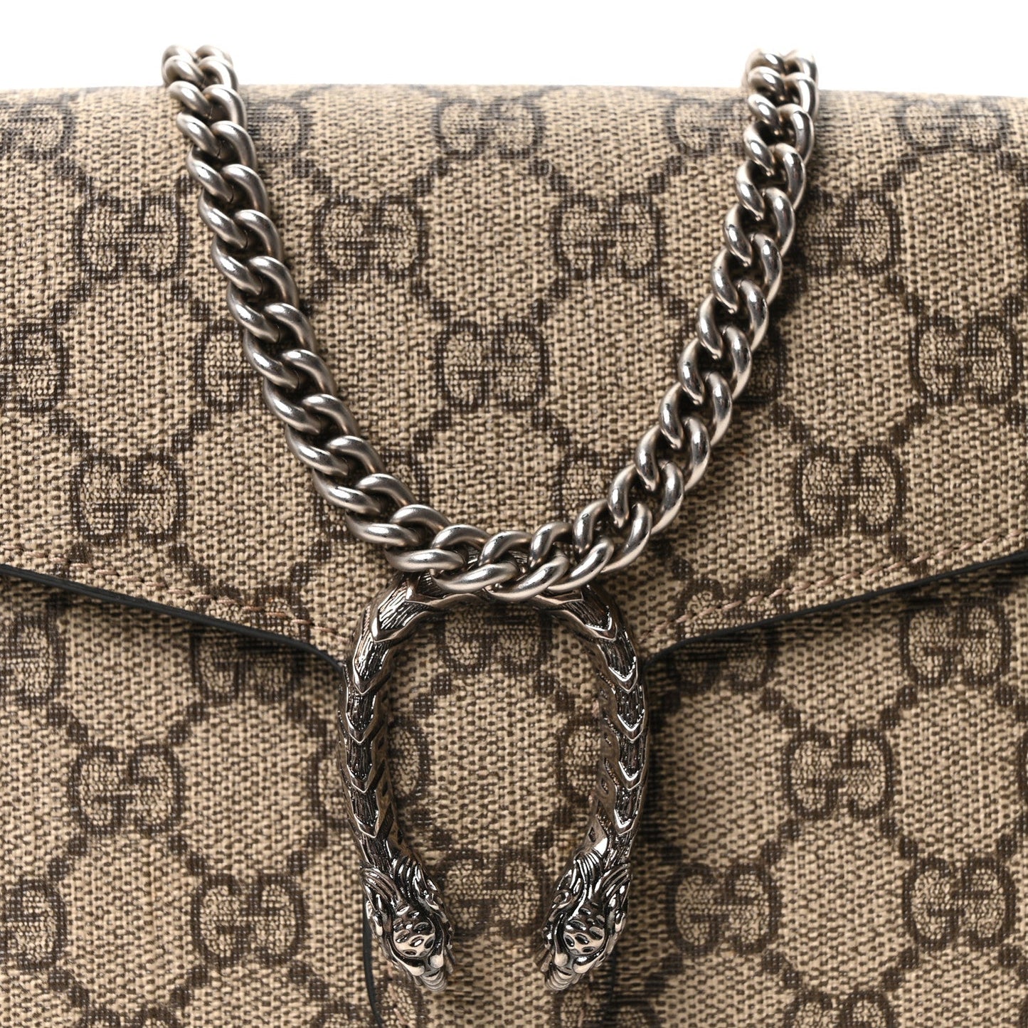 GG Supreme Monogram Mini Dionysus Chain Wallet Beige Black