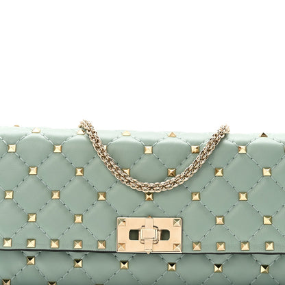 Lambskin Rockstud Spike Wallet on Chain Morning Dew
