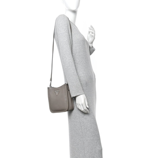 Vitello Daino Soft Mini Hobo Messenger Bag Argilla