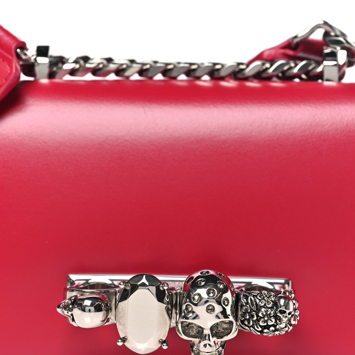 Calfskin Mini Jeweled Knuckle Satchel Lipstick