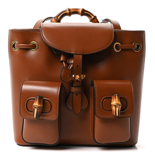 Calfskin Bamboo Backpack Brown