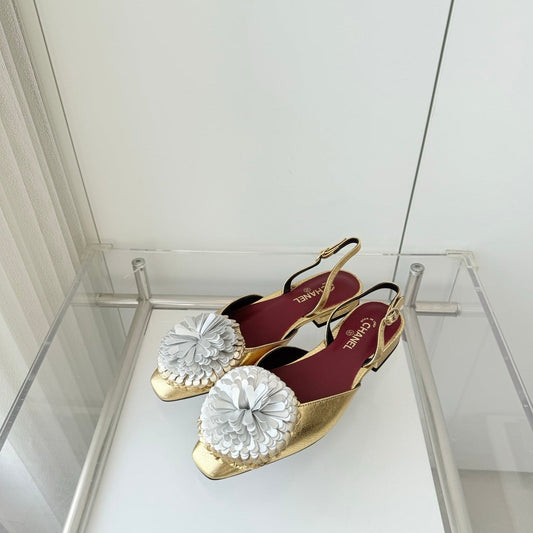 CC 26 Flower-shaped Sandal Gold Silver Lambskin 597409