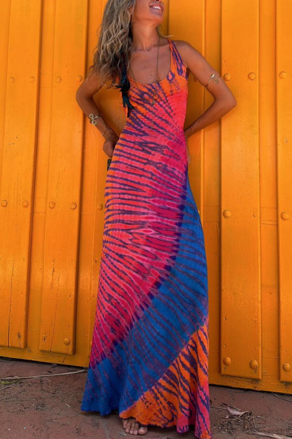 Vestido largo elástico con espalda cruzada