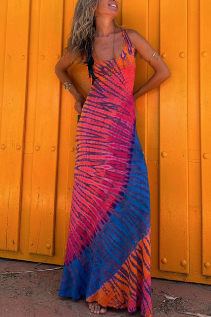 Vestido largo elástico con espalda cruzada