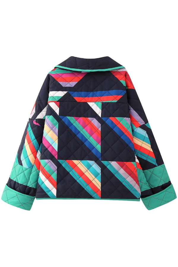 Chaqueta tipo cárdigan de algodón con estampado de patchwork de moda 