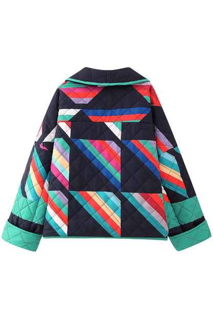 Chaqueta tipo cárdigan de algodón con estampado de patchwork de moda 