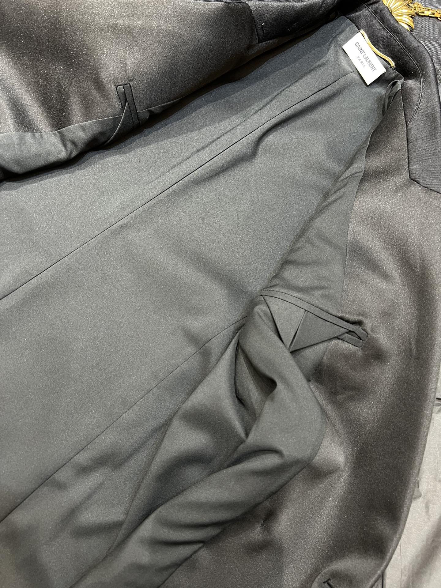 YSL Double-Breasted Long Suit Black Polyester