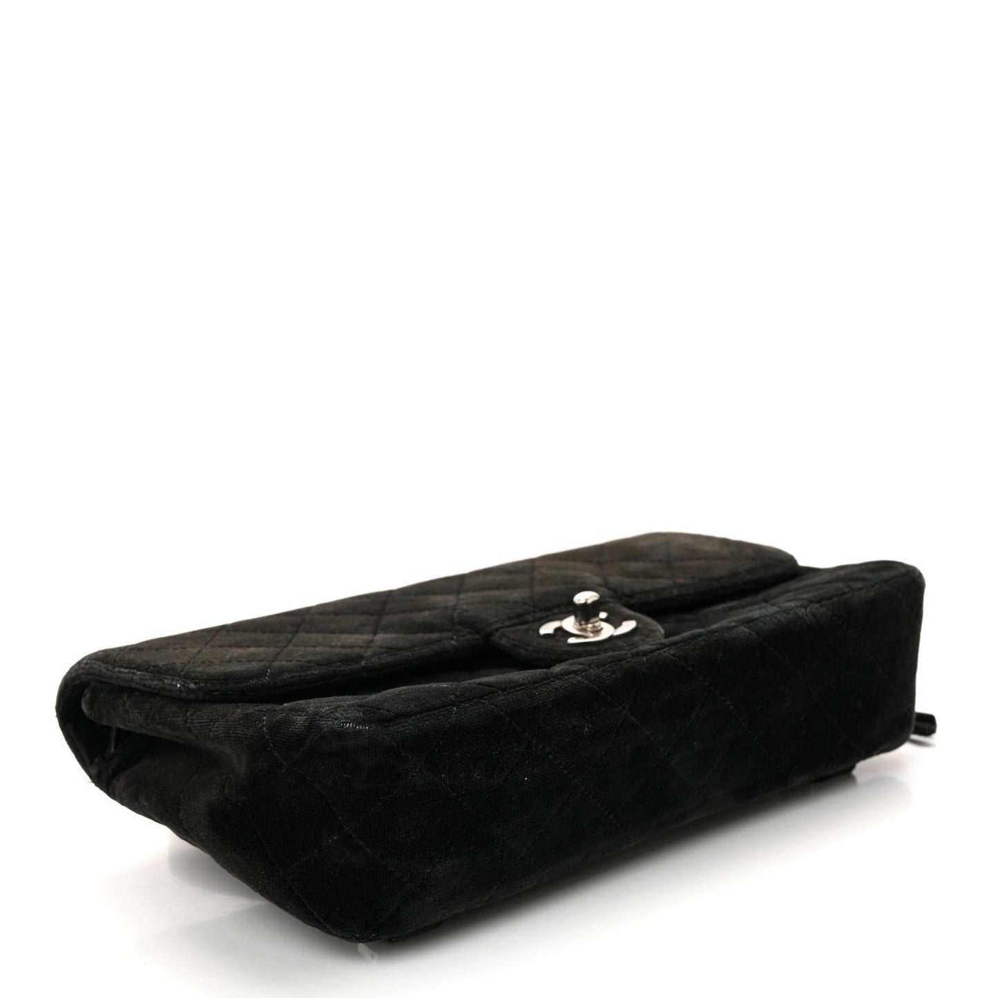 Velvet Quilted Flap Backpack Black