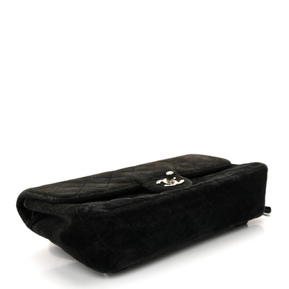 Velvet Quilted Flap Backpack Black