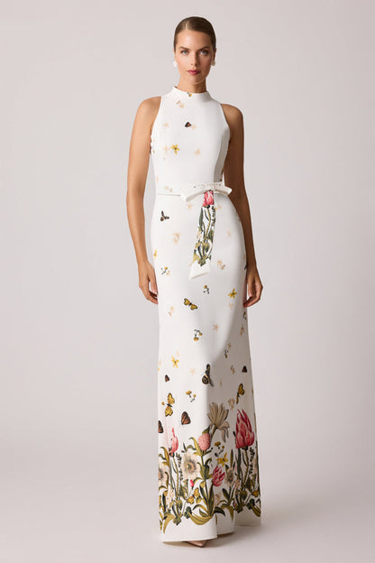 Vestido largo sin mangas con estampado de mariposas de Moira 