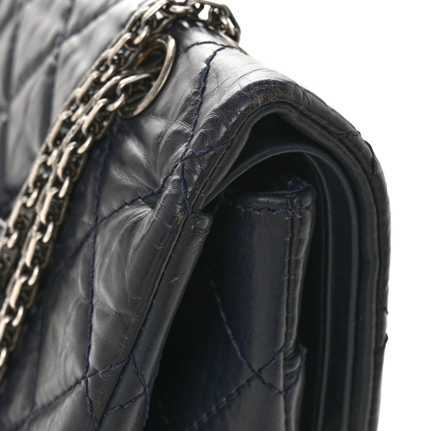 Aged Calfskin Quilted 2.55 Reissue 227 Flap Dark Blue