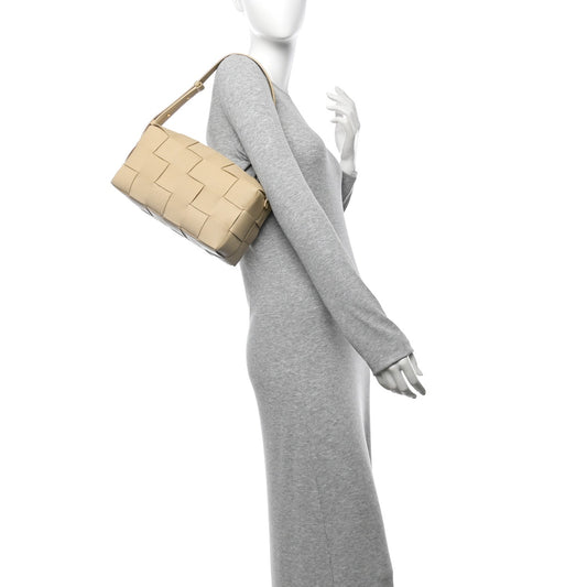 Grained Calfskin Maxi Intrecciato Brick Cassette Bag Porridge