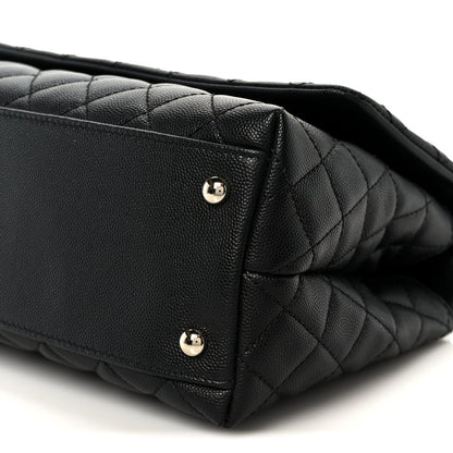 Caviar Quilted Small Coco Handle Flap Black