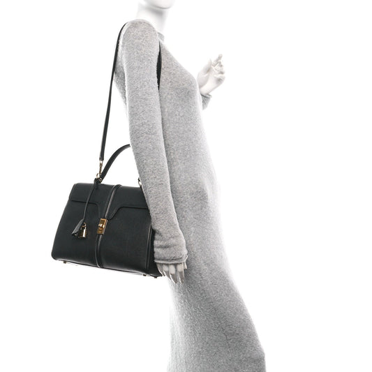Grained Calfskin Classique 16 Top Handle Bag Black