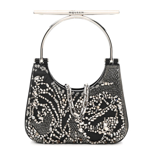 Lambskin Embellished Crystal Mini T-Bar Bag Black