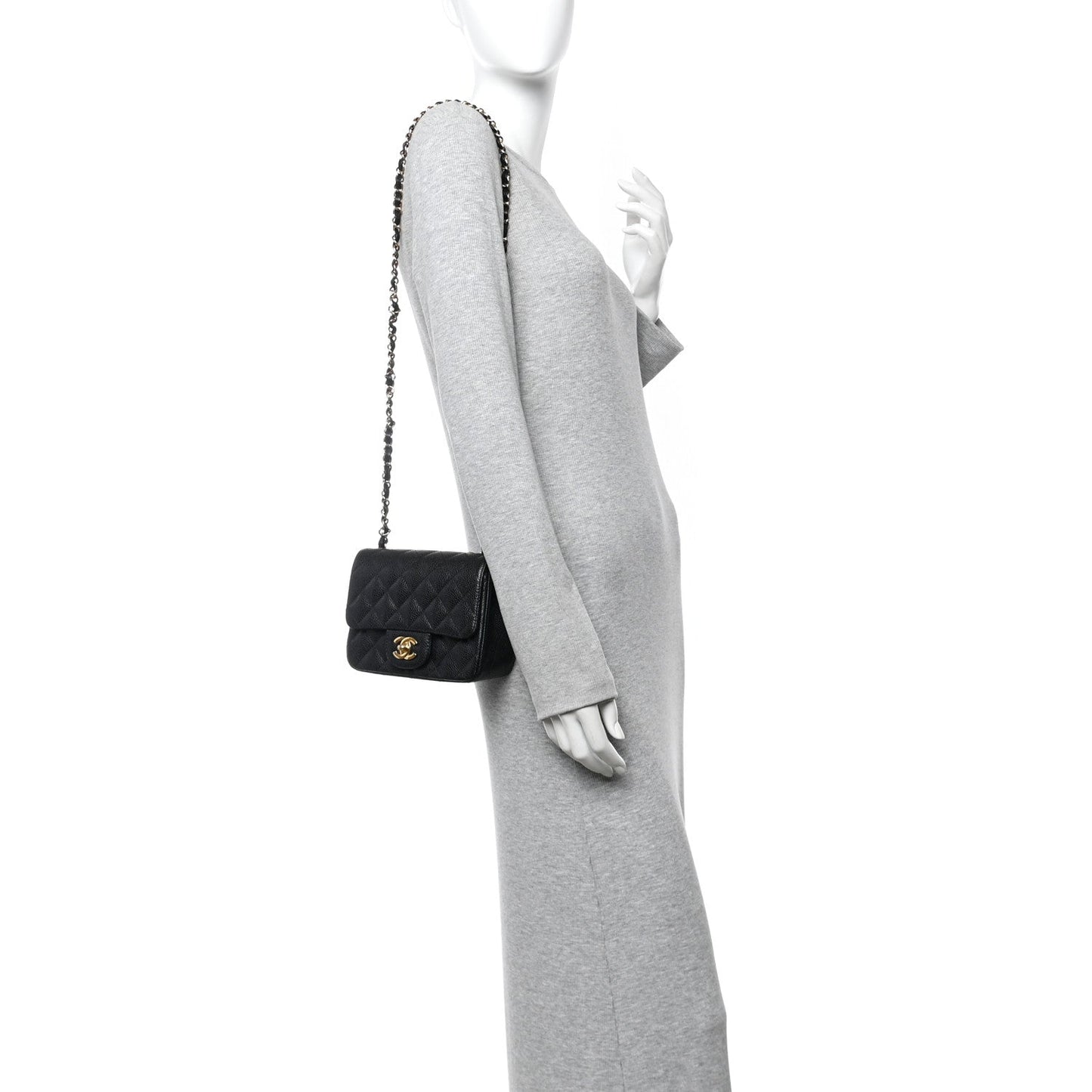 Caviar Quilted Mini Square Flap Black