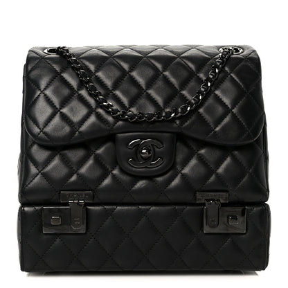 Lambskin Quilted Cockpit Flap Bag Black