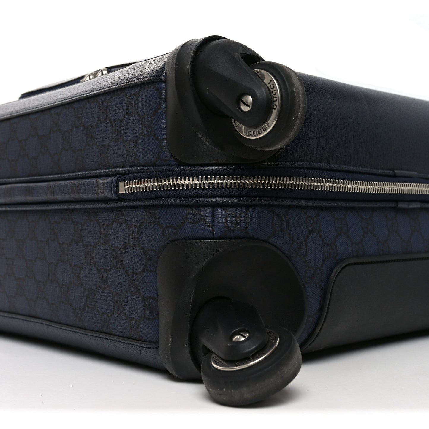 GG Supreme Monogram Textured Dollar Calfskin Web Ophidia Small Savoy Cabin Trolley Black Blue