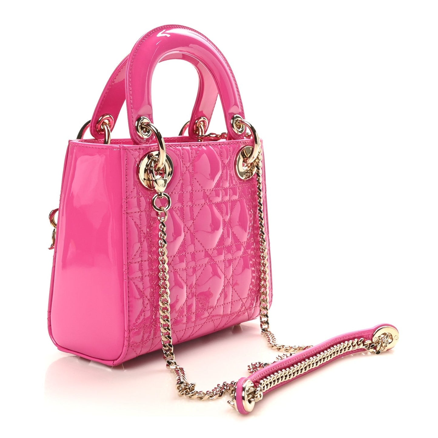 Patent Cannage Mini Lady Dior Pink