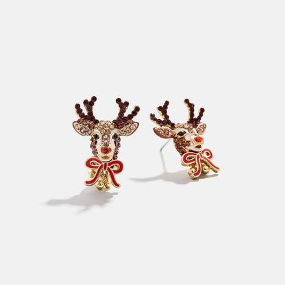 Copper Rhinestone Christmas Stud Earrings