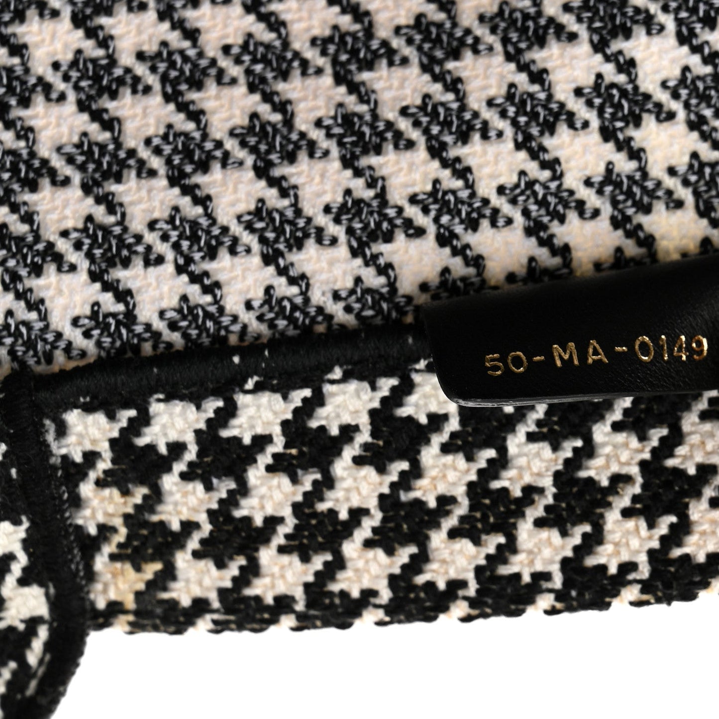 Canvas Houndstooth Embroidered Large Book Tote Black White
