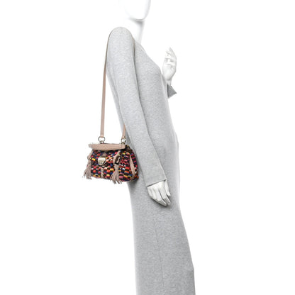 Cashmere Knit Calfskin Mini Penelope Soft Shoulder Bag Woodrose Multicolor