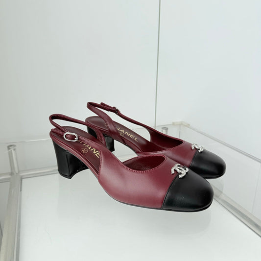 Chanel 26 High Heels Burgundy Black 50 in Lambskin 597331