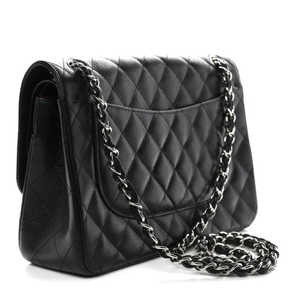 Caviar Quilted Jumbo Double Flap Black