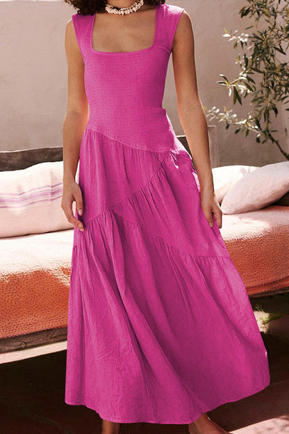 Vestido bohemio de resort con falda tubo y espalda descubierta