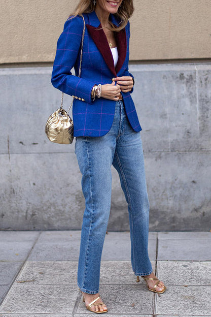 Blazer elegante con solapa en contraste