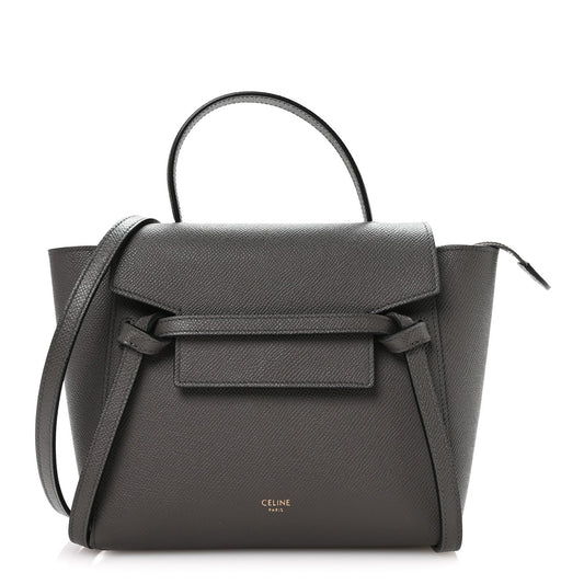 Grained Calfskin Nano Belt Bag Grey