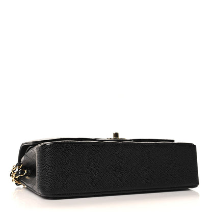 Caviar Quilted Medium Double Flap Black