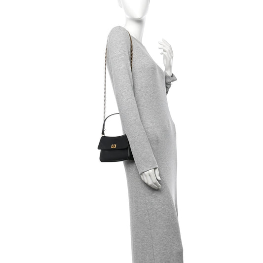 Natural Smooth Calfskin Nano Rodeo Top Handle Handbag Black