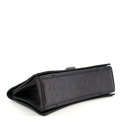 Metallic Crushed Calfskin Quilted Small Crush Chain Bag Steel Grey