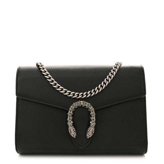 Calfskin Mini Dionysus Chain Wallet Black