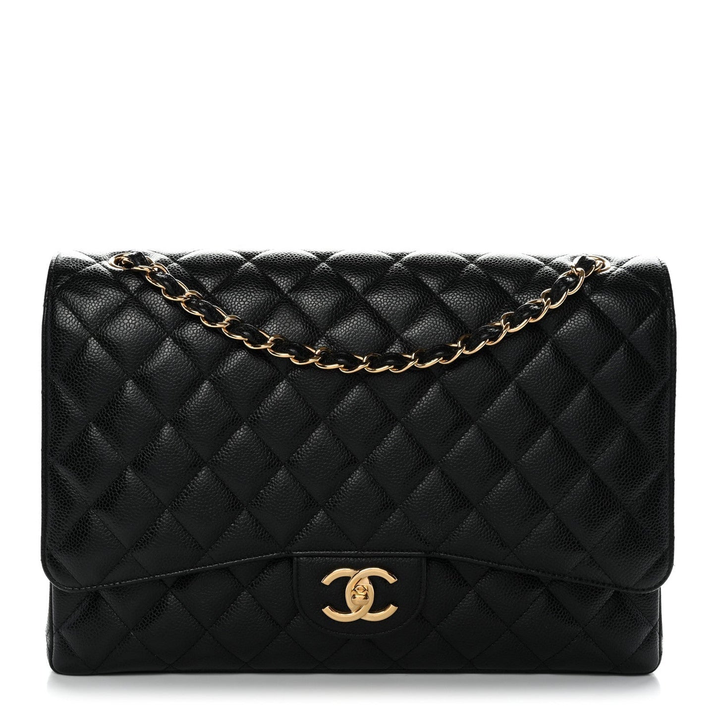 Caviar Quilted Maxi Double Flap Black