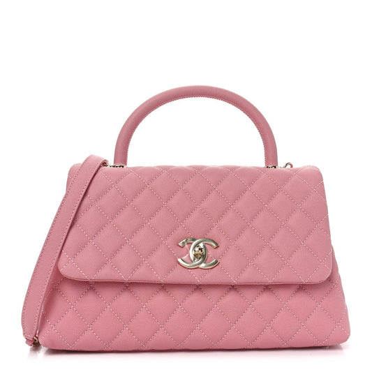 Caviar Quilted Small Coco Handle Flap Light Pink